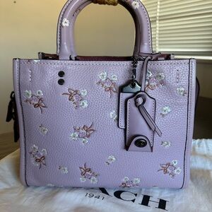 Coach Rogue 25 - Ice Purple Floral Bow Print Pebble Leather